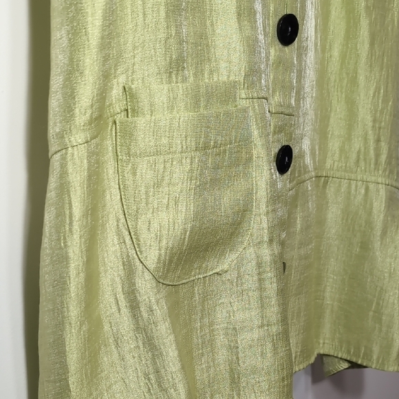 Ali Miles | Lime Button Down Shacket 3/4 Sleeve Lightweight Loose Fit Size L - Picture 7 of 9